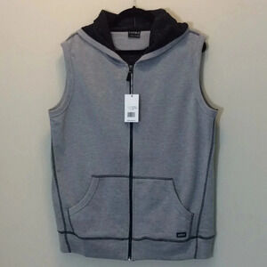LUXE-T Gray & Black Hoodie Zippered Vest Size 2X